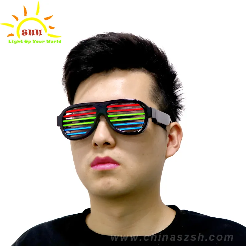 Novedades de sonido activado LED 2017 gafas de obturador gafas de sol