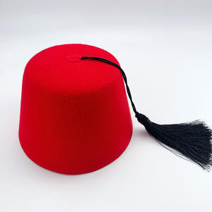 Chapeau Turc Rouge Fez Tarbouche, Costume de Fête Marocain, Chapeau Fez Vert avec Gland Doré - Product Image 6