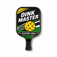 Épingles en alliage de zinc émaillé personnalisées en forme de raquette de pickleball, style moderne et traditionnel, avec logo personnalisé pour cadeaux promotionnels de club