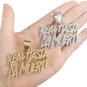 Pendentif glacé en acier inoxydable de haute qualité à la mode Offre Spéciale zircon en or 18 carats en amérique latine "Hasta La Muerte" Real Hasta La Muerte - Product Image 1