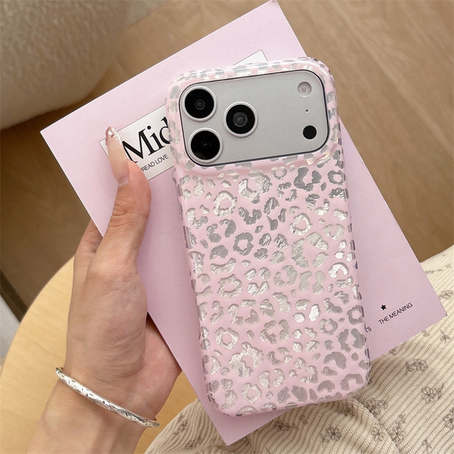 Ins Korean Style Foil Leopard Print Double-Layer Phone Case Compatible with iPhone 17 Pro Max 16 15 Shockproof Phone case