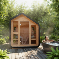 Vapasauna Neue Outdoor-Saunakabine Würfelsauna mit Ofen aus Zedernholz, Hemlock und Fichte für 4-6 Personen