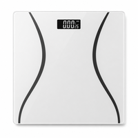 Pèse-personne intelligent numérique LCD avec fonction IMC, capacité de 180 kg, alimenté par piles, en verre trempé, pour usage domestique, pèse-personne de salle de bain