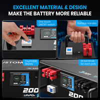Batterie LiFePO4 25,6 V 200 Ah 5 kWh avec écran LCD, BMS intelligent et interrupteur externe pour stockage solaire domestique