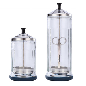 Bouteille de nettoyage en verre, grandes et petites tailles, avec couvercle en acier inoxydable, pour outils de salon de coiffure et de barbier - Product Image 1