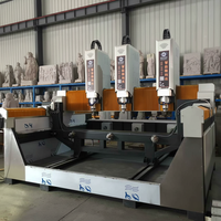 Máquina de Grabado CNC de Tres Cabezales JK-9010 para Piedra, Granito y Mármol, con Motor de Engranajes Controlado por PLC, Potencia de 5.5kW, Corte Máximo de 3200mm