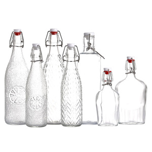 550ml naranja mandarina limón patrón en relieve texturizado Flip EZ Top Latch Super Flint botella de bebida de vidrio Jiangsu al por mayor - Product Image 5