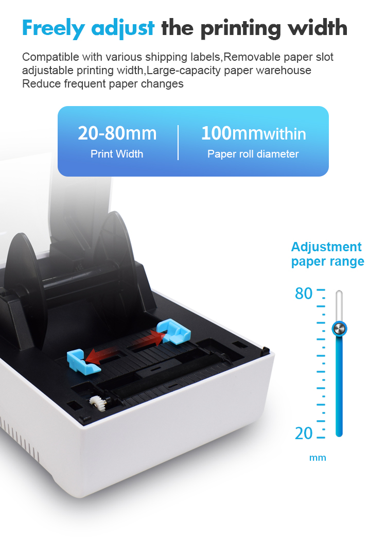 3 Inch 80mm Thermal Label Paper Printers BT Wifi Barcode Printer for Warehouse Management