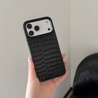 Nouvelle coque de luxe en cuir à motif crocodile, semi-rigide, avec dissipation thermique, pour iPhone 17 16 15 Pro Max – Modèle tendance des influenceurs