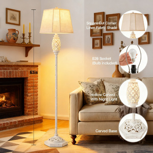 Lámpara de pie con cuerpo de hierro, pantalla color blanco roto, altura ajustable, fuente de luz LED, base E26, estilo de diseño escandinavo - Product Image 2