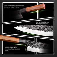 Couteau de chef japonais en acier au carbone écologique AMSZL, ambidextre, manche octogonal en ébène et bois de padouk, affûtage à vie pour la cuisine