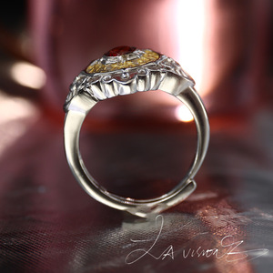 Vintage Otherworld Series 925 <b>Silver</b> Inlaid <b>Garnet</b> Cubic Zirconia Women's <b>Ring</b> - Product Image 1