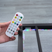 Modernes Design Klappbett mit Stauraum, Metallrahmen mit LED-Beleuchtung, Schmiedeeisen-Bettgestell & Fernbedienung
