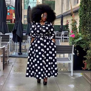 Robe Kaftan Longue Grande Taille Femme à Pois Larges Teints Unis, Qualité Supérieure, Tendance Automne/Été 2026 - Product Image 2