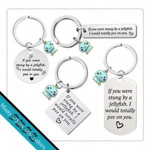 Portachiavi a Forma di Medusa in Acciaio Inossidabile, Regalo con Frase '<span class=keywords><strong>Se</strong></span> ti pungo io, ti urino addosso' - Product Image 2