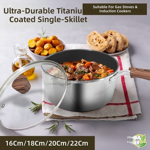 Cacerola Ultra Duradera con Revestimiento de Titanio, Juego de Utensilios de Cocina Antiadherentes para Inducción con Tapa de Vidrio - Product Image 4