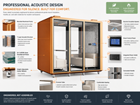 Pavillon de réunion acoustique pour 4 à 6 personnes, cabine de bureau insonorisée, style nordique, espace de travail silencieux avec finition haut de gamme
