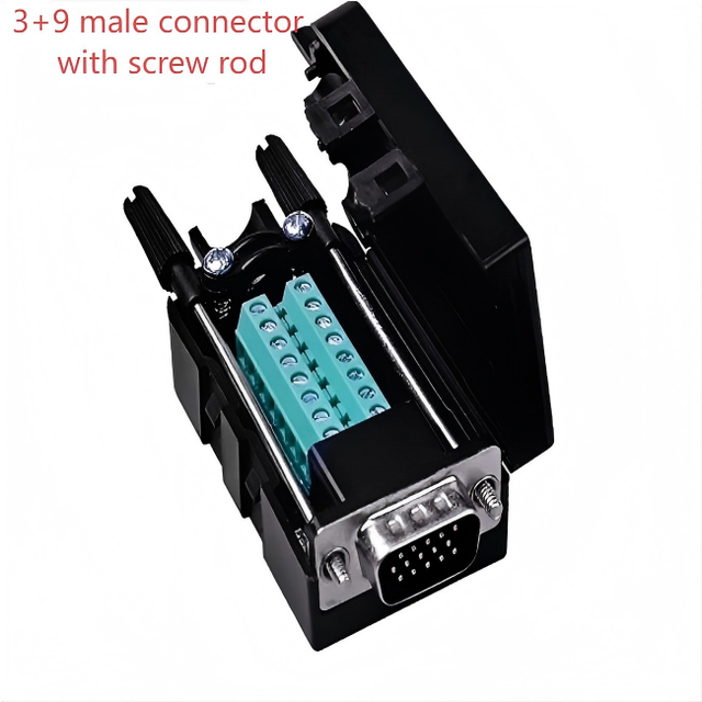 3+6+9 VGA Solder-Free Male Connector Quick Connector with 15 Pins DB15 for PCB Application