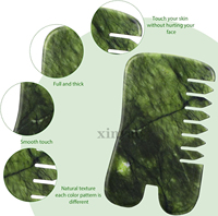 Peigne à cheveux en jade vert à dents larges pour massage du cuir chevelu, logo personnalisé, massage des méridiens par pression des doigts, outils de massage manuels