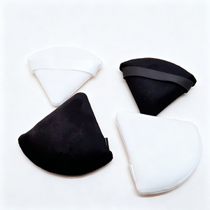 Poudriers triangulaires floqués en velours lavables, noirs, roses, blancs, beiges, pour poudre fixatrice et poudre compacte, avec emballage en boîte de maquillage - Product Image 4