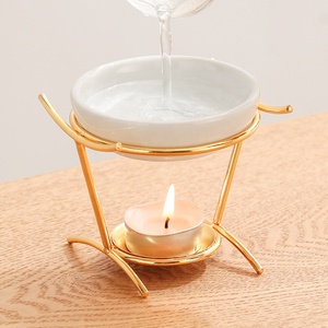 Yuyang 2024 Hot Sale Fragrance Warmer Tear Drop Aromather Portable Metal Holder Ceramic Essential <b>Oil</b> Burner - Product Image 6