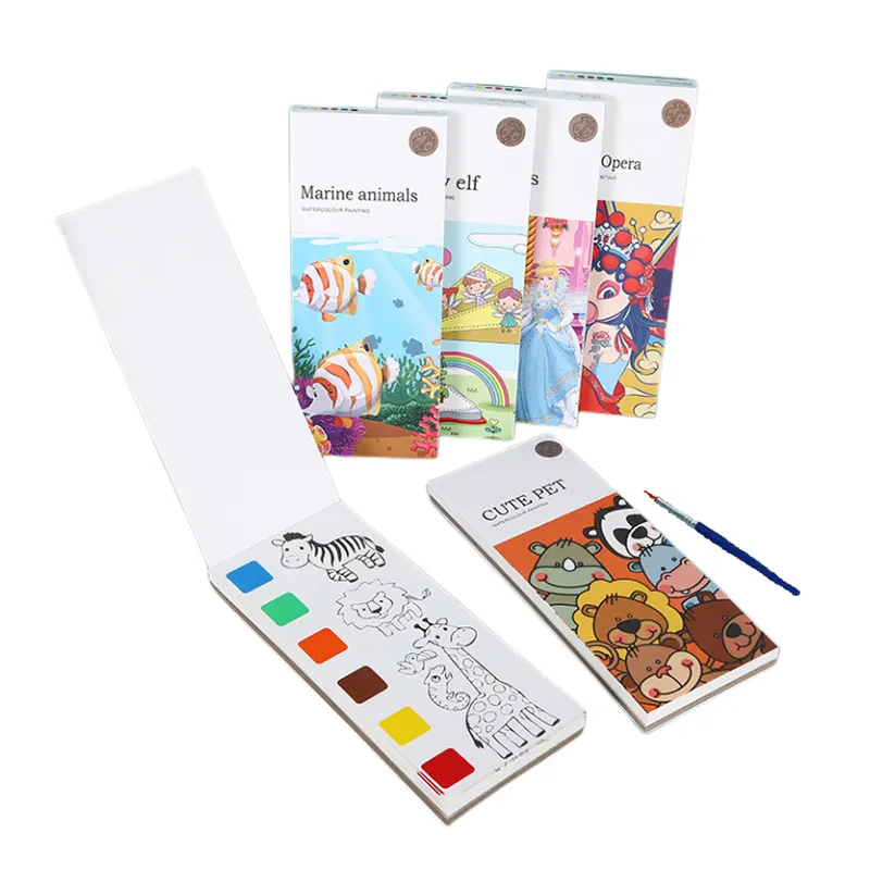 ULi Portable Pocket Children's Drawing Kids Watercolor Colouring Painting Book For Kids With Water Coloring Bookmarks