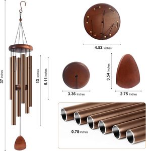 37-inch coffee-colored aluminum garden <b>wind</b> <b>chime</b> classical music festival gift ornament - Product Image 3