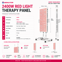 Panneau de luminothérapie rouge sur pied OEM ODM 2400W, 7 longueurs d'onde, 480 ampoules LED, usage domestique, logo personnalisé
