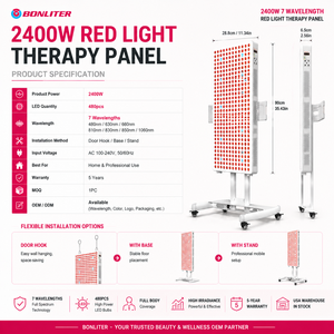 Panneau de luminothérapie rouge sur pied OEM ODM 2400W, 7 longueurs d'onde, 480 ampoules LED, usage domestique, logo personnalisé - Product Image 3