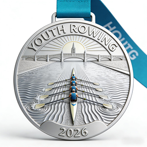 Medalla Deportiva Personalizada 2026 para Jóvenes de Remo, Diseño Único, Plata, Zinc Resistente, <span class=keywords><strong>con</strong></span> Cinta - Product Image 3