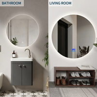 Miroir de salle de bain LED rond rétroéclairé avec interrupteur tactile sans cadre certifié CE, lumière 3 couleurs, anti-buée, vente en gros