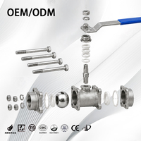 Vanne à bille industrielle en acier inoxydable 304/316L, 3 pièces, filetage interne, manuelle, OEM, pour l'eau