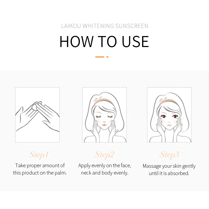 Laikou skin care spf 50 UV defense daily whitening 2g sunscreen cream waterproof sun block