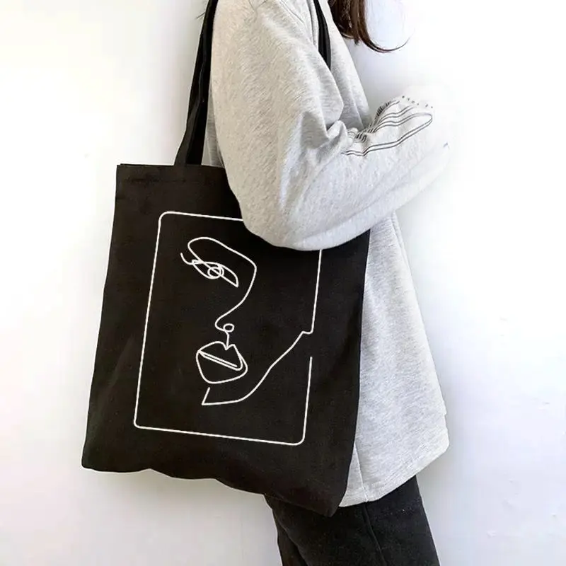 Fashion cotton Hand Shoulder Shopping Bags designer Personal Customize Women reversible canvas tote bag With Print Logo