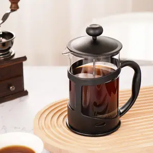 Hoch-Borosilikat-Glas-Kaffeemaschine Glas Kunststoff französische Presse tragbarer Teekanne-Plunger