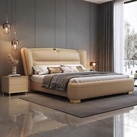 Lit rembourré en bois de style moderne et simple pour chambre d'hôtel, taille king ou queen, vente en gros, pas cher