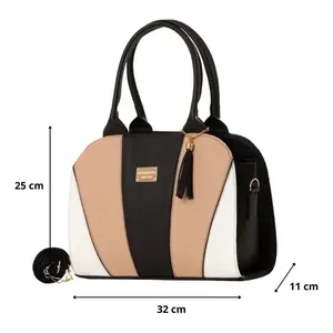 Sac fourre-tout pour femme Fana Bruna M3817 en cuir, motif à carreaux décontracté, sangle amovible, fermeture à rabat - Product Image 4