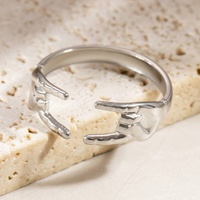 Bague ajustable SUMMLY en acier inoxydable, étanche, motif géométrique créatif, geste de main ouverte, bijoux de mode pour femme, cadeau de fête