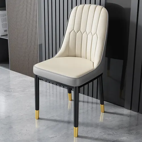 Grosir Cina Modern Nordic putih kursi makan kulit punggung tinggi kursi makan dapur