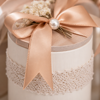 Boîte Cadeau Cylindrique Leabon avec Ruban en Dentelle, Couvercle en Bois et Nœud Perlé pour Mariage et Fête, Contenant de Faveurs, Vente en Gros Direct Usine