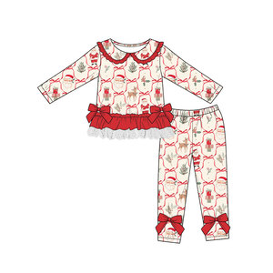 Preordine Set di Abbigliamento Natalizio per Bambine con Maglietta a Maniche Lunghe con Colletto Babbo Natale e Pantaloni con Volant - Product Image 6