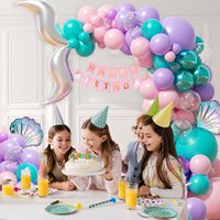 Décorations d'arche de ballons pour fête sirène avec ballons queue de sirène pour anniversaire, fête sous la mer, décorations de baby shower
