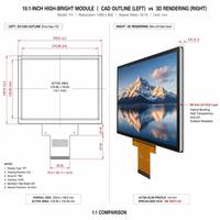 شاشة TFT LCD مقاس 10.1 بوصة قابلة للقراءة تحت أشعة الشمس، 1100 شمعة، 1280×800 بكسل، IPS MIPI 40 PIN، مع حماية ضد الأشعة فوق البنفسجية، مناسبة للأكشاك الخارجية ومحطات الشحن