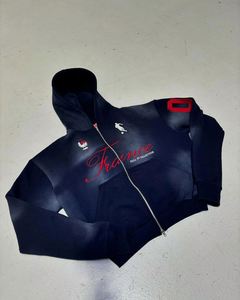 Yingling personnalisé surdimensionné lavage à l'acide unisexe sweats à capuche Vintage soleil fané brut Boxy poids lourd sweat à capuche zippé sweats à capuche - Product Image 2