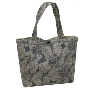 新款时尚碎花软木购物手提袋100% 环保轻质软木肩包花朵印花软木女包