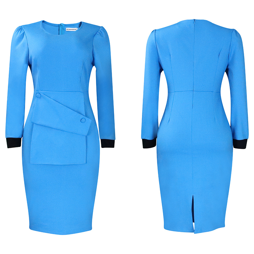 New Women Elegant Pencil Dress Long Sleeve O-neck Back Slit Dress Spring Autumn Office Lady Commuter Midi Dress| Alibaba.com New Women Elegant Pencil Dress Long Sleeve O-neck Back Slit Dress Spring Autumn Office Lady Commuter Midi Dress| Alibaba.com