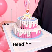 Carte de vœux 3D avec musique et lumière, gâteau d'anniversaire, carte en papier pliée avec enveloppe, vente en gros OEM, cadeau d'anniversaire
