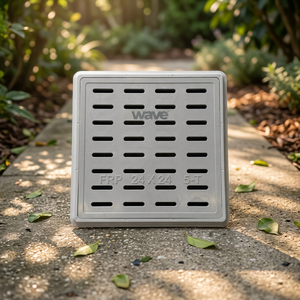 Grille de drainage carrée en fibre de verre SMC de marque Wave, grille de drainage des eaux pluviales 24x24mm, drain linéaire à fentes, qualité ingénierie pour extérieur - Product Image 4