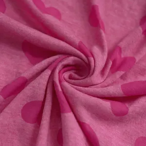 custom lightweight 115gsm 95% polyester 5% spandex burnt out heart-shaped printed knitting jersey fabric