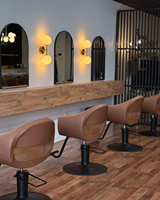 Ensemble complet de mobilier de salon portable et durable en cuir noir, fauteuil de coiffeur avec miroir LED, pack complet pour salon de coiffure
